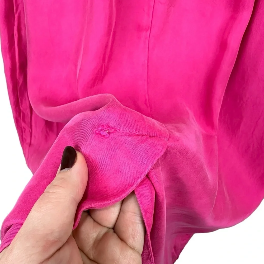 J. Crew Cinched Waist Cupro Midi Dress Festival Pink Size M